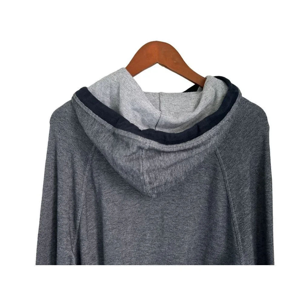 Banana Republic Knit Cotton Hood Sweatshirt Blue Drawstring Size XL
